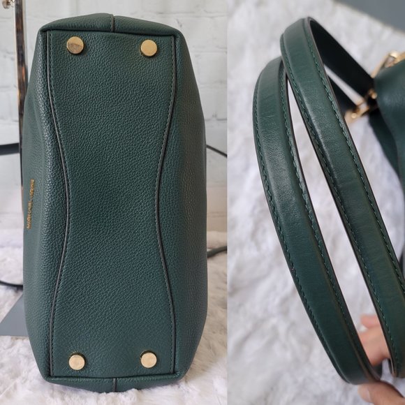 MICHAEL KORS Raven Green Emerald Gold Leather Large Shoulder Tote - Picture 6 of 14